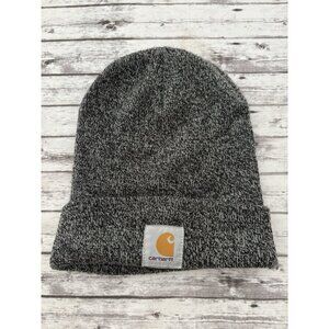 Carhartt Knit Hat Beanie One Size Gray Black Winter Logo